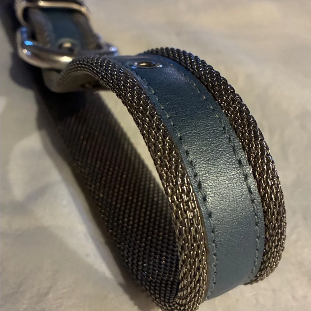 Mesh Belt Womens Small Solid Brass Buckle With Silver Mesh Backing No Snags VTG